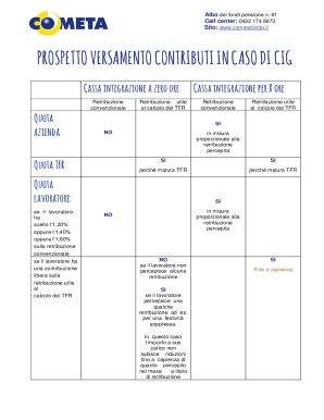 Prospetto Versamento Contributi in Caso di CIG