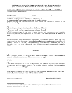 Italian Unemployment Declaration Form