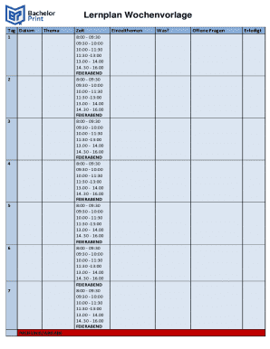 Weekly Learning Plan Template