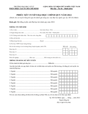 Vietnamese University Admission Form