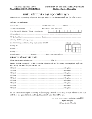 Vietnamese University Admission Form