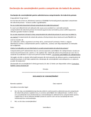 Consent Form for Potassium Iodide Tablets