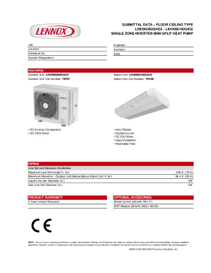Submittal Data Floor Ceiling Type Mini-Split Heat Pump