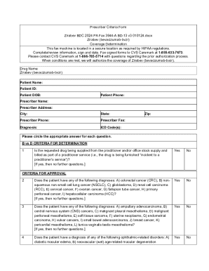 Prescriber Criteria Form for Zirabev