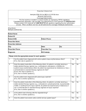 Benlysta Prescriber Criteria Form