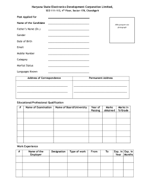 Haryana Job Application Form