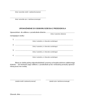 Child Pickup Authorization Form