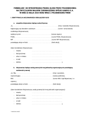 Proxy Voting Form for Gamivo S.A. Annual General Meeting