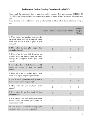 Problematic Online Gaming Questionnaire