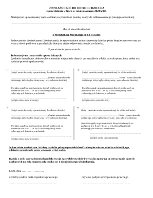 Child Pickup Authorization Form