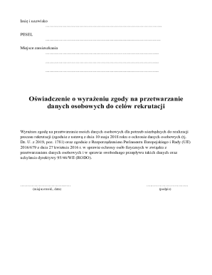 Data Processing Consent Form