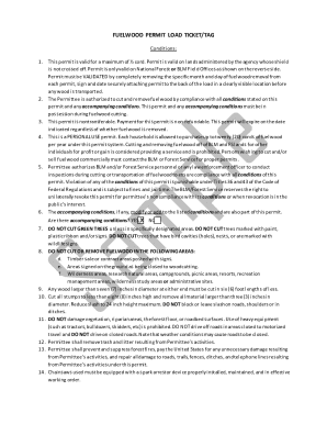 Fuelwood Permit Load Ticket/Tag
