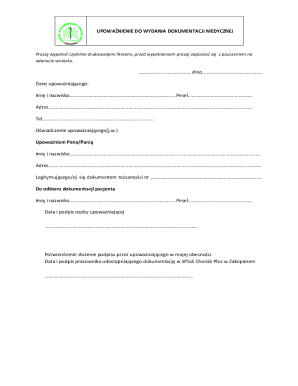 Medical Documentation Authorization Form