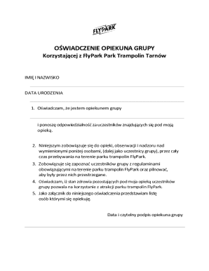 Guardian Group Declaration for FlyPark Trampoline Park