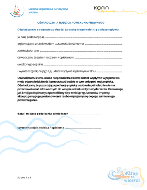 Parental Consent Form for Kayak Trip