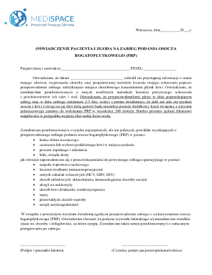 Patient Consent Form for PRP Treatment