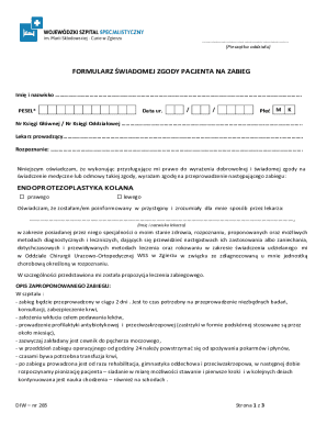 Medical Consent Form for Knee Replacement