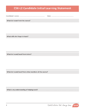 CSK-L2 Candidate Initial Learning Statement