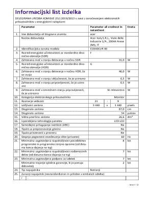 EU Energy Label Information Sheet