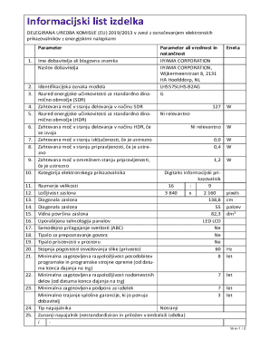 EU Energy Label Information Sheet