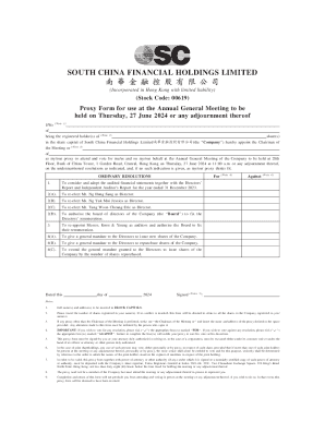 Proxy Form for Annual General Meeting