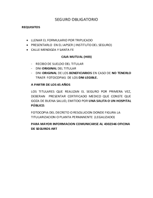 Seguro obligatorio application form