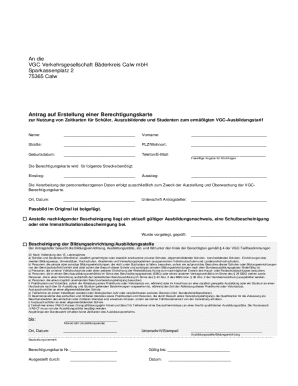 VGC Berechtigungskarte Antrag