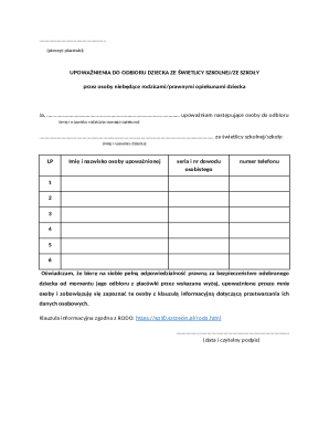 Child Pickup Authorization Form