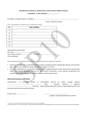 Parental Authorization for Child Pickup