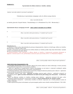 Child Pickup Authorization Form