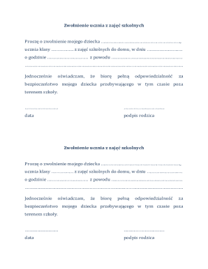 Student Absence Permission Form