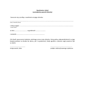 School Excuse Note for Independent Return