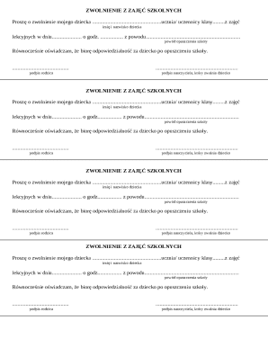 School Absence Excuse Note