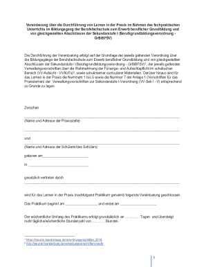 Practical Learning Agreement for Vocational Education