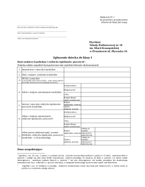 Polish School Enrollment Form