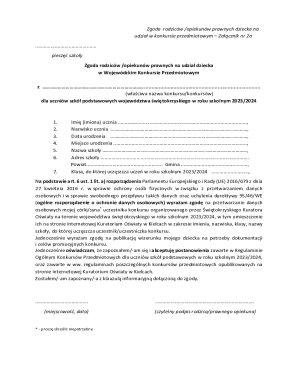 Parental Consent for Student Subject Competition