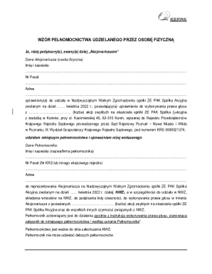 Power of Attorney for Shareholder Meeting