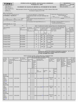 SEC Form 4 Statement of Changes in Beneficial Ownership