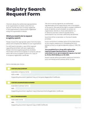 Registry Search Request Form