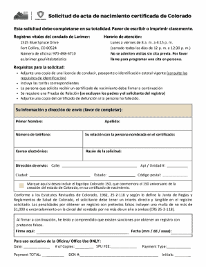 Colorado certified birth certificate request form