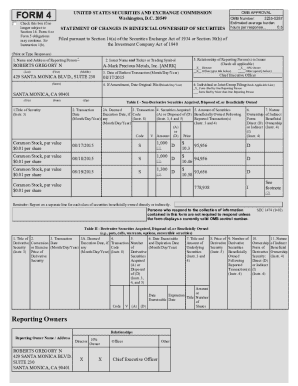 SEC Form 4 Statement of Changes in Beneficial Ownership