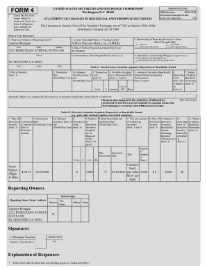 SEC Form 4 Statement of Changes in Beneficial Ownership