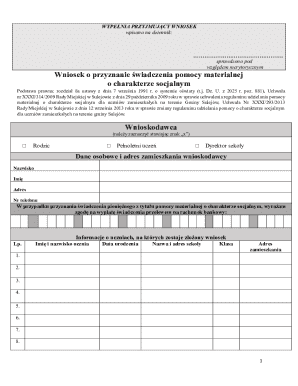 Polish Student Financial Aid Application Form