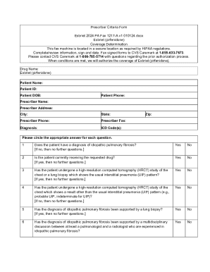 Esbriet Prescriber Criteria Form