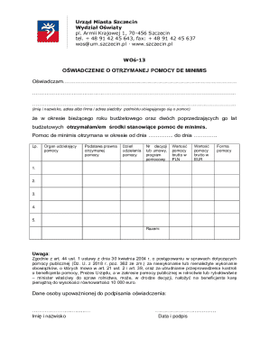 Poland De Minimis Aid Declaration Form