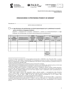 EU De Minimis Aid Declaration Form