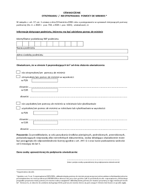 Oświadczenie Otrzymaniu Pomocy De Minimis