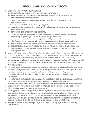 Camp Regulations Agreement