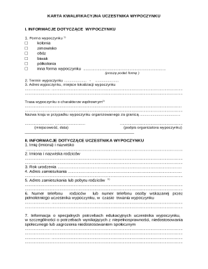 Poland Vacation Participant Qualification Form