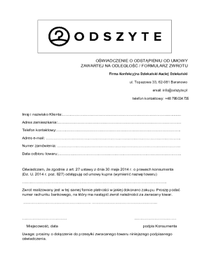 Polish Consumer Return Form